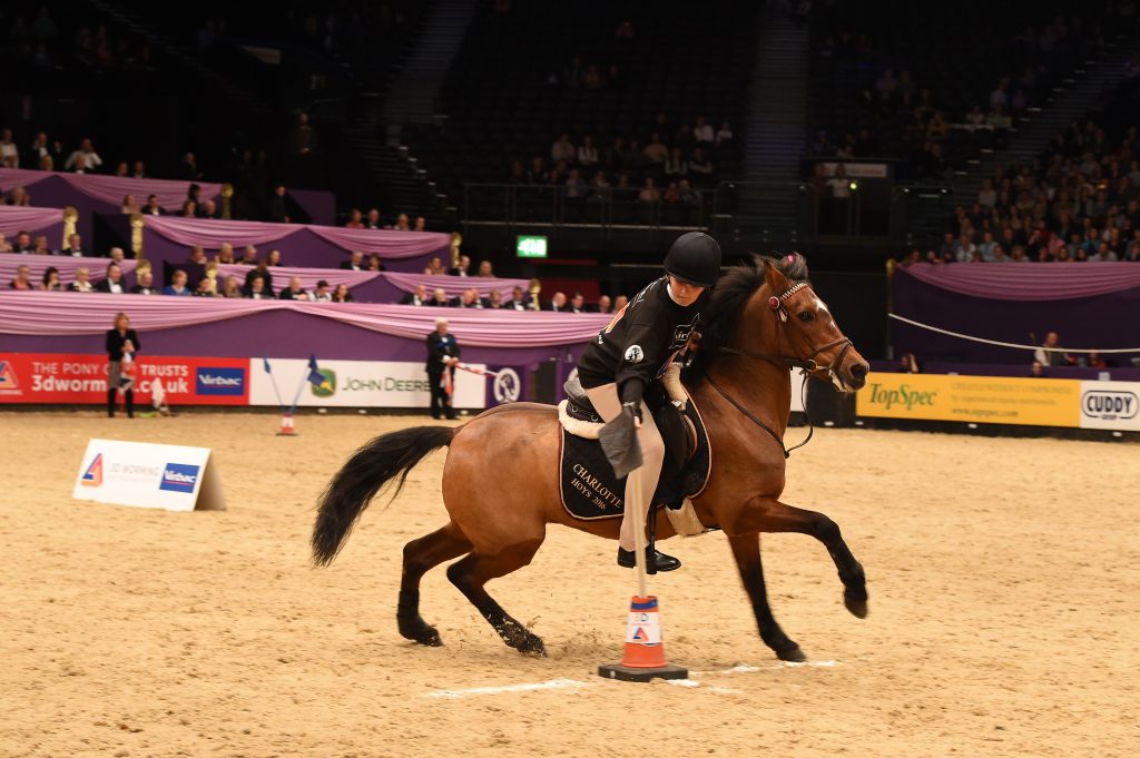Members of East Kent Hunt Pony Club, winners of the Prince Philip Cup during the Sunday night of HOYS in the NEC in Warwickshire in the UK on 8th October 2016